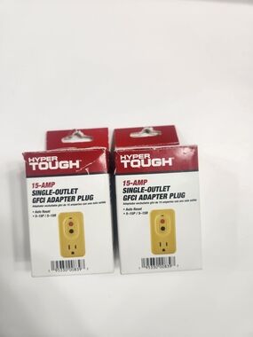 2X Hyper Tough 15 Amp Yellow GFCI Adapter Plug - Weather and Impact Resistant
